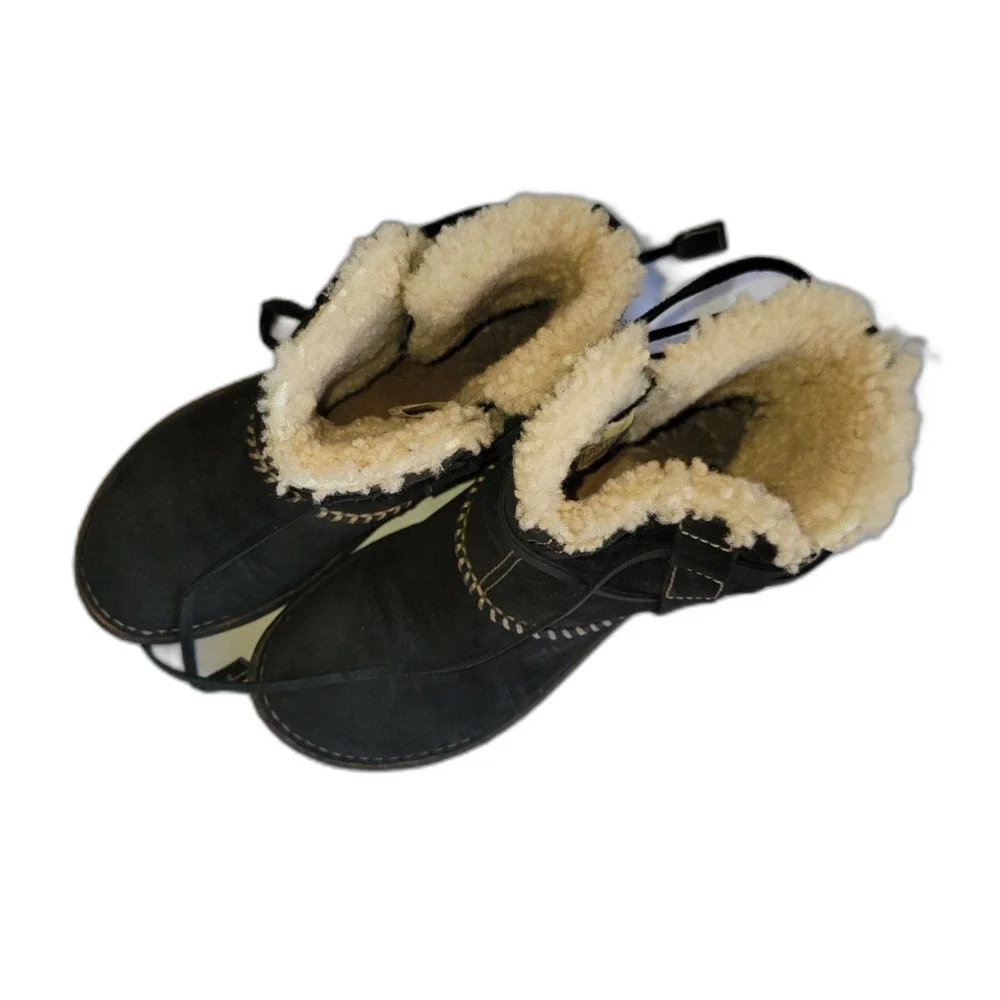 UGG Black Beige Shearling Lined 5136 Ankle Boots Shearling Style Women's Size 7